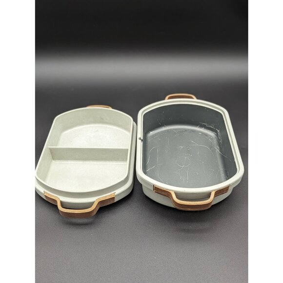 Vintage Supreme Stoneware Food Box with Leather Handles | Made in Canada - Picture 5 of 12